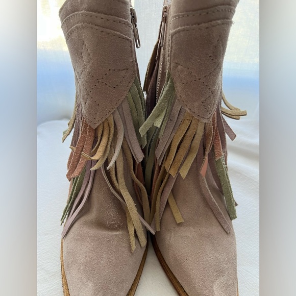 Free People Lawless Fringe Suede Western Boot in Pink Multi - Picture 8 of 11